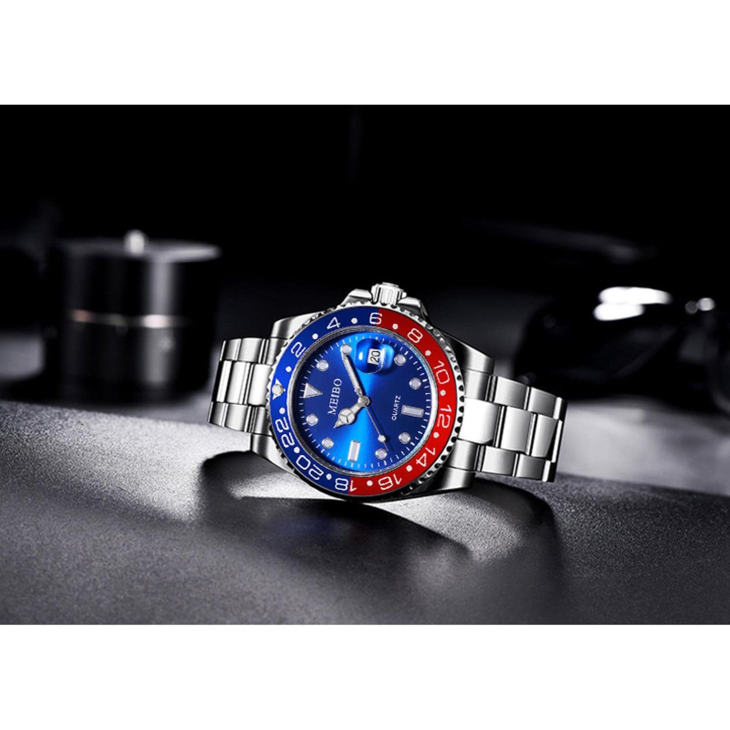 YONY New Men Watch Luxury Business Watch Blue Dial Date Watch Men Stainless Steel Band Fashion Male Wrist Watch-SSL3