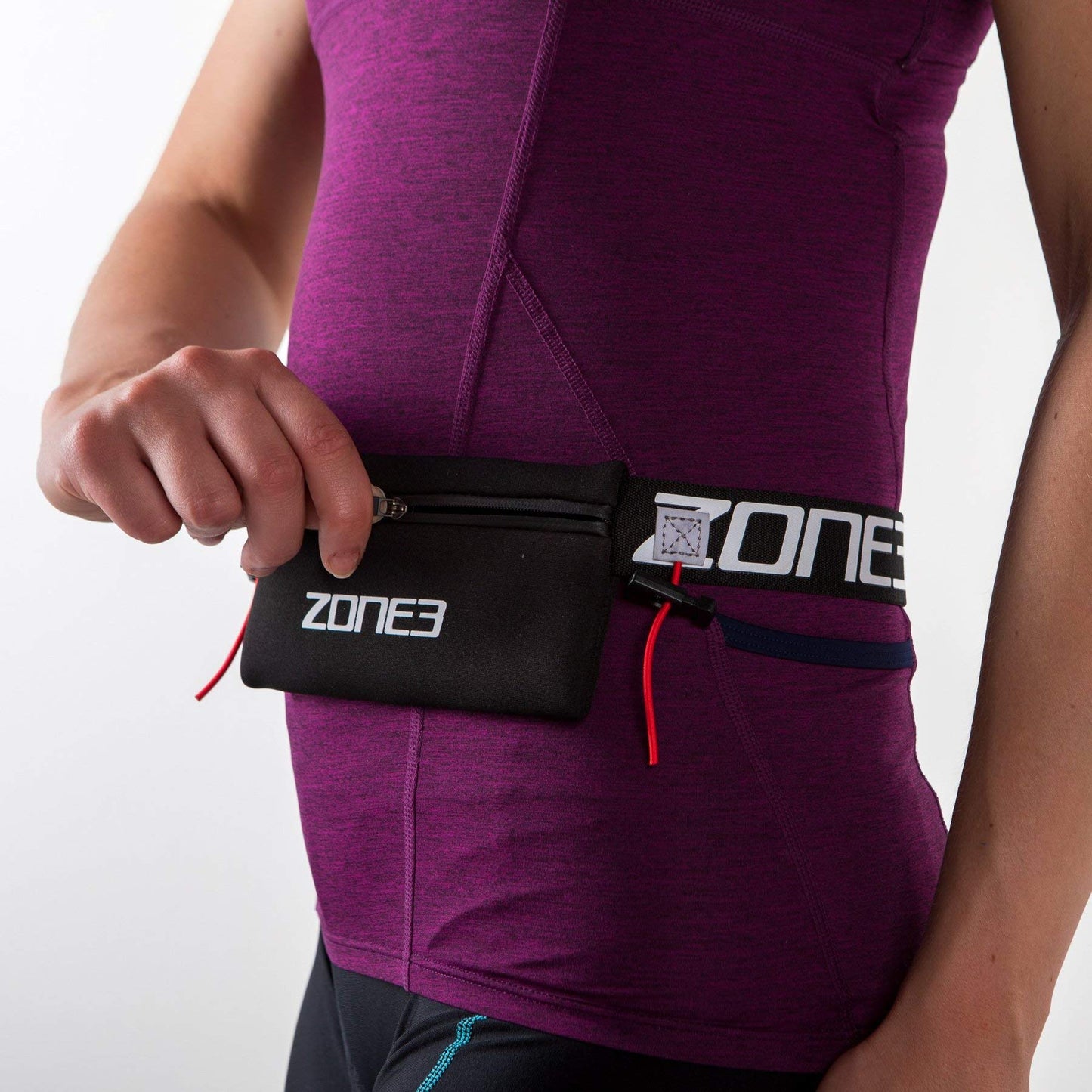 ZONE3 Endurance Number Belt with Neoprene Fuel Pouch and Energy Gel Storage for Runners, Cyclists, Triathletes - Black, One Size