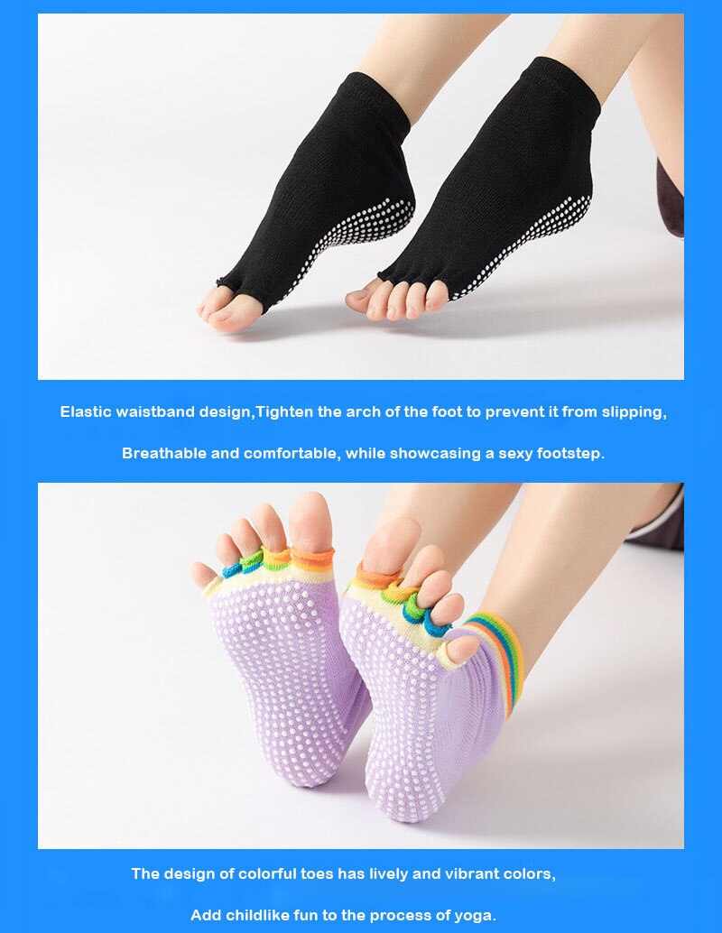 Women Yoga Socks Non-Slip Grips Cotton Pilates Socks Ladies Ballet Dance Sports Socks For Yoga Fitness Workout Yoga Socks - Bonnie Lassio