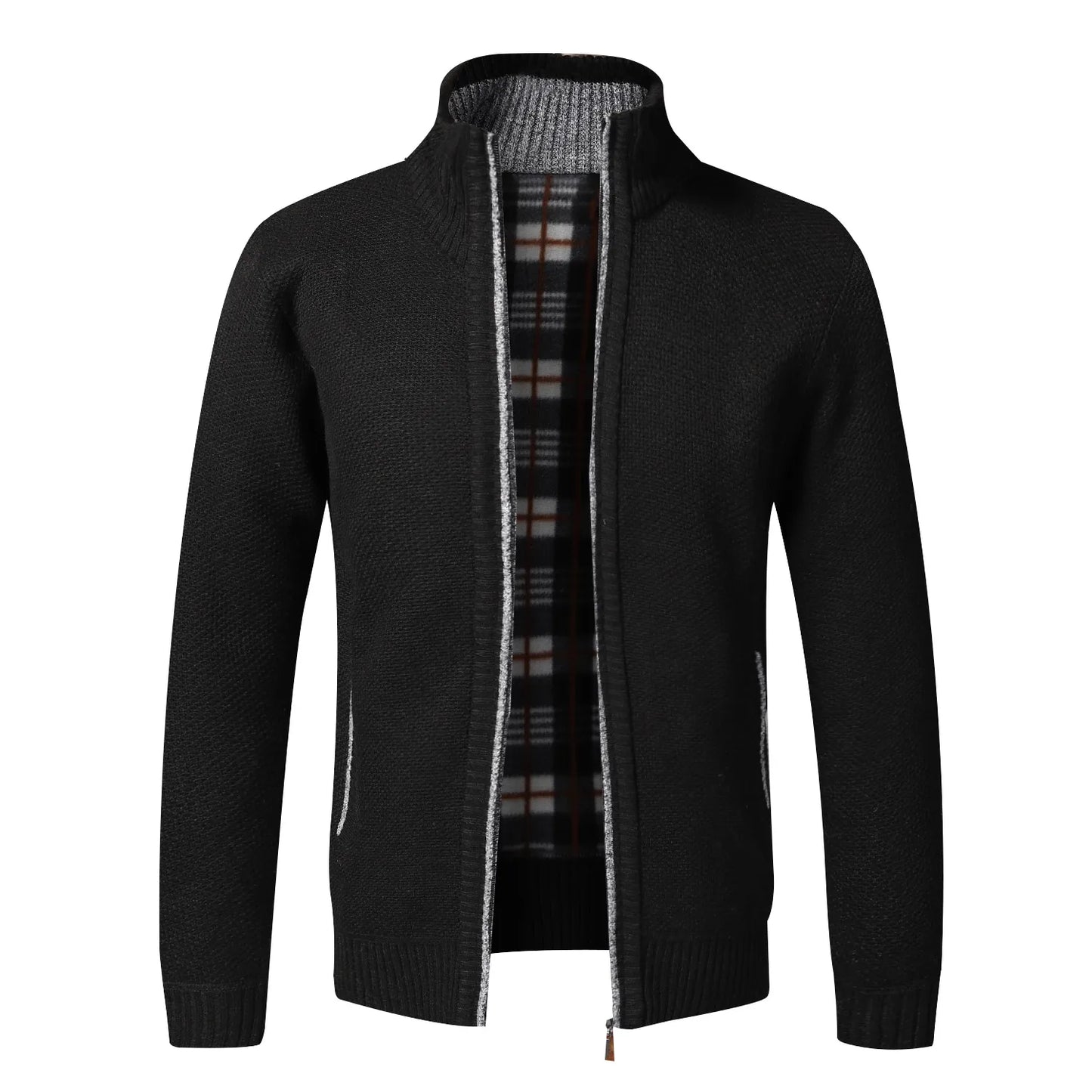Mens Fleece Jacket Slim Fit Thick Material Mandarin Collar - Bonnie Lassio