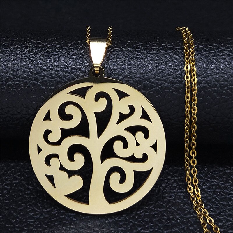 Aesthetic Tree of Life Chain Necklace for Women Men Stainless Steel Silver Colour - Bonnie Lassio