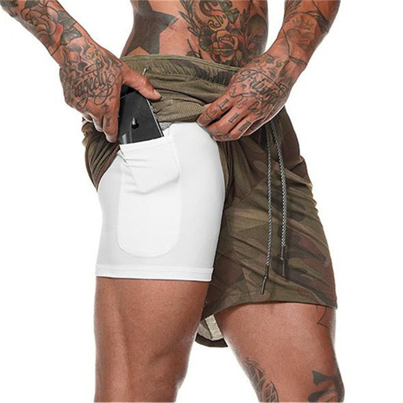 Joggers Shorts Men 2 in 1 sport shorts Gyms Fitness Bodybuilding Workout Quick Dry Beach Shorts Male Summer Running shorts men - Bonnie Lassio