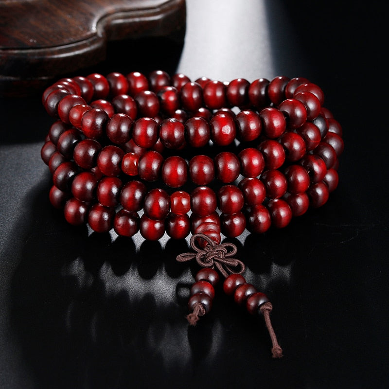 Natural Sandalwood Meditation Prayer Bead Bracelet 108 Beads - Bonnie Lassio