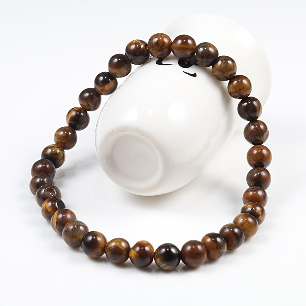 Natural Stone 6/8/10mm Beads Tiger Eye Bracelet Classic Men Women Buddha Black Lava Bracelets Minimalist Yoga Meditation Jewelry - Bonnie Lassio