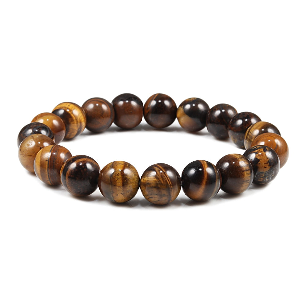 Natural Stone 6/8/10mm Beads Tiger Eye Bracelet Classic Men Women Buddha Black Lava Bracelets Minimalist Yoga Meditation Jewelry - Bonnie Lassio