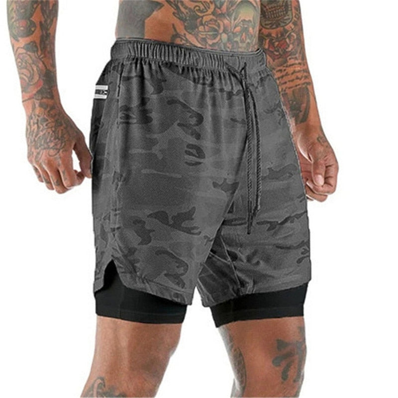 Joggers Shorts Men 2 in 1 sport shorts Gyms Fitness Bodybuilding Workout Quick Dry Beach Shorts Male Summer Running shorts men - Bonnie Lassio