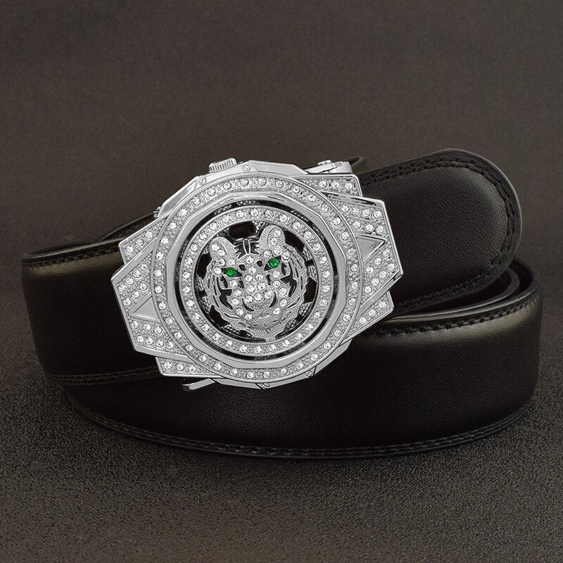 New Rotating Round Buckle Tiger Belt Fashion Jade Luxury Brand Belt Men&#39;s Leather Designer High Quality Ceinture Homme - Bonnie Lassio