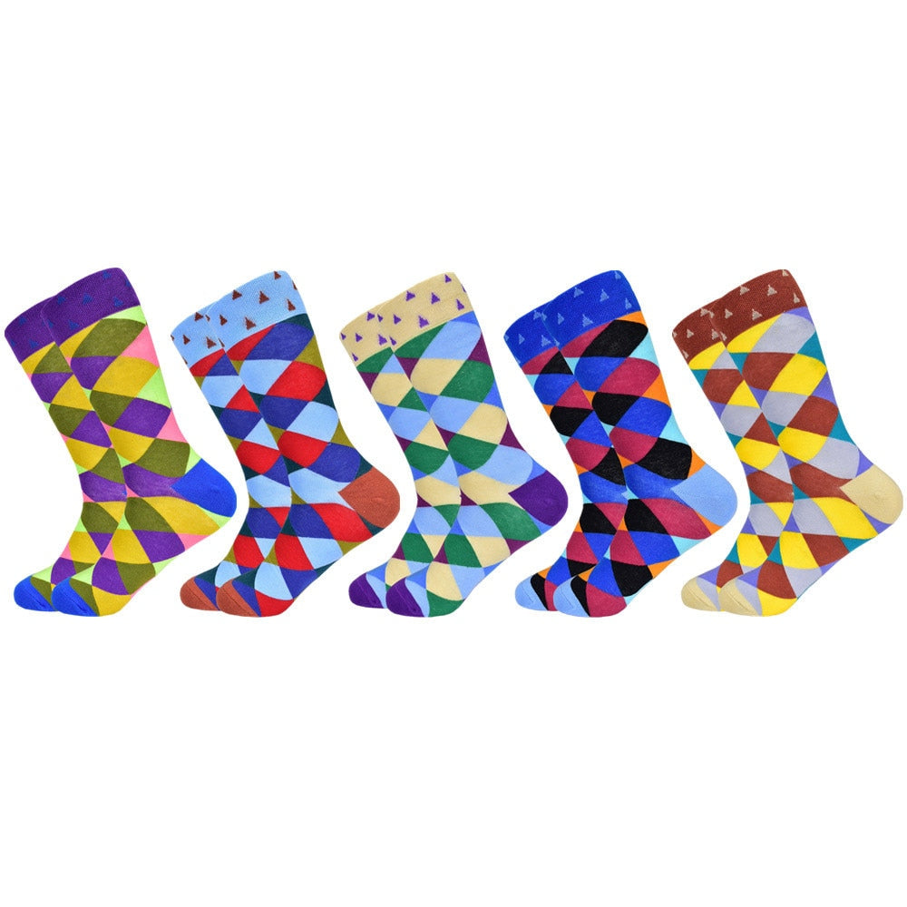 Colorful Funky Gift Sock Gift Set for Men Geometric Stripped  5 or 10 Pairs - Bonnie Lassio