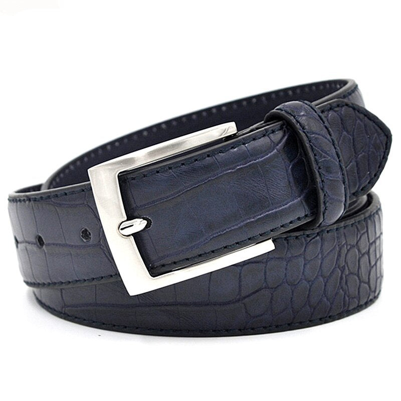 Mens Fashion Waist Belts Faux Crocodile Pattern With Split Leather Luxury Male Designer Belt Accessories Factory Price - Bonnie Lassio