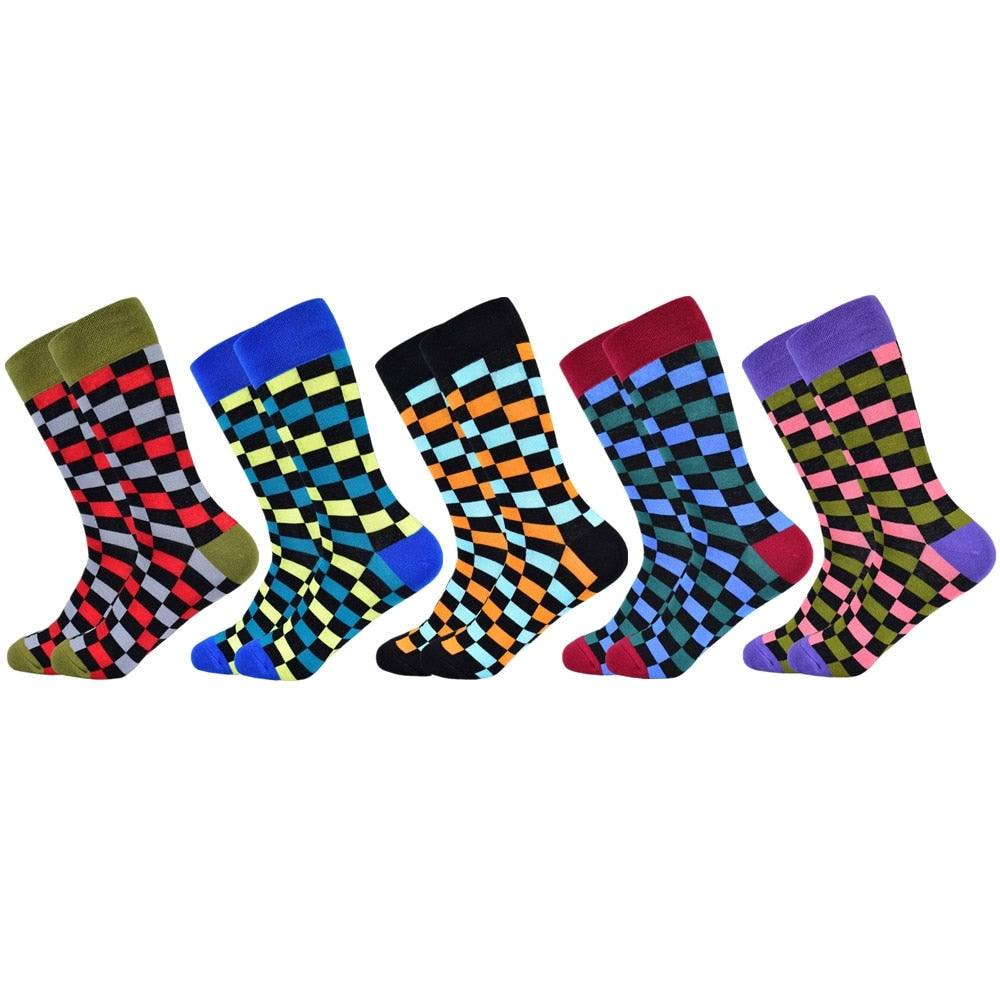 Colorful Funky Gift Sock Gift Set for Men Geometric Stripped  5 or 10 Pairs - Bonnie Lassio