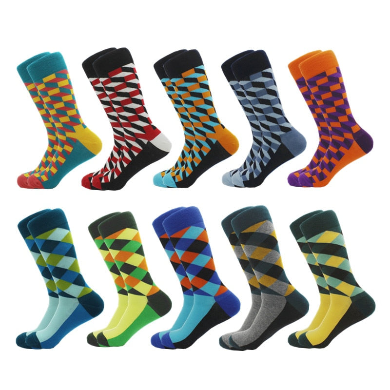 Classic Hot Sale Men Socks Funny Casual Business Dress Crew High Quality Socks Color Compression Happy Cotton Socks for Men - Bonnie Lassio