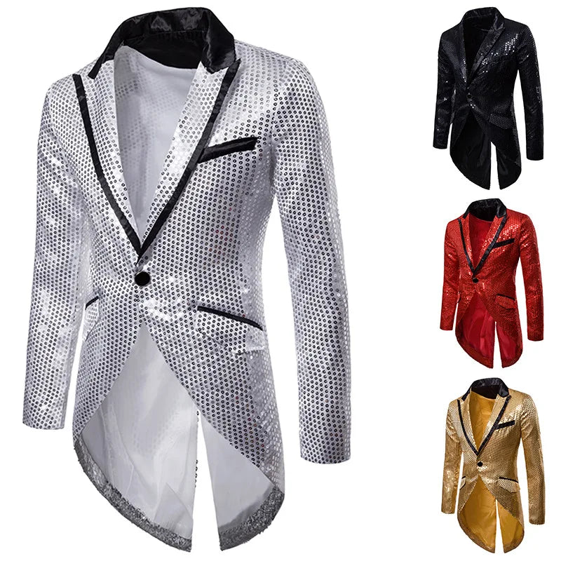 Shiny Jacket Gold Sequin Glitter Bling Blazer Party Coat - Bonnie Lassio