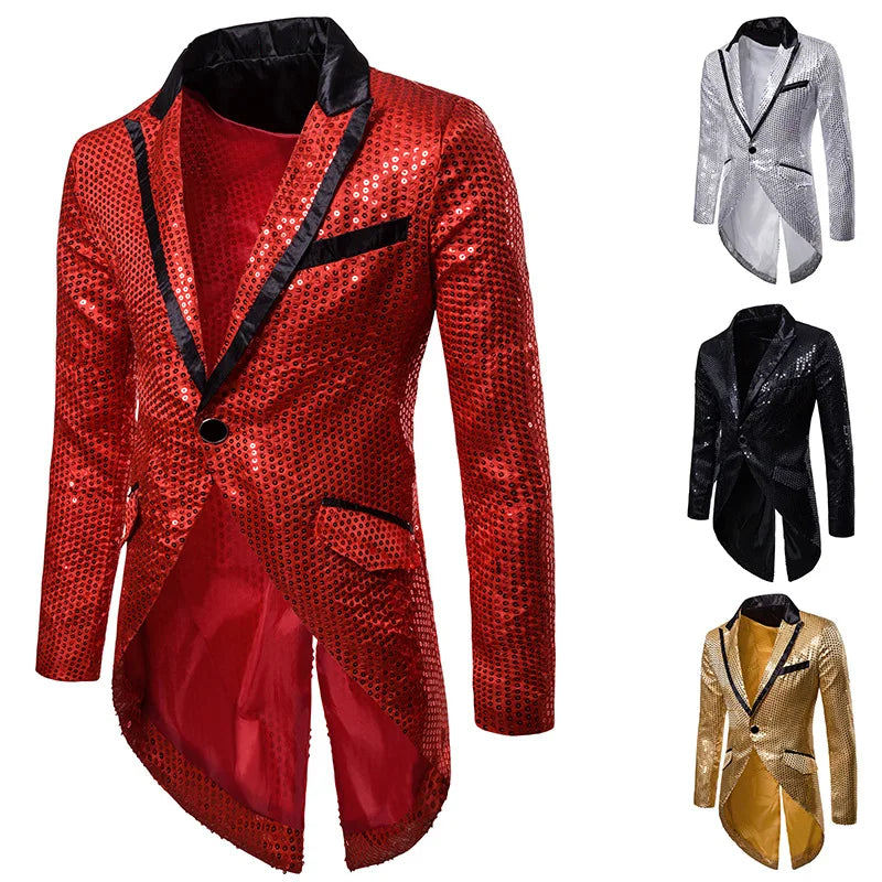 Shiny Jacket Gold Sequin Glitter Bling Blazer Party Coat - Bonnie Lassio