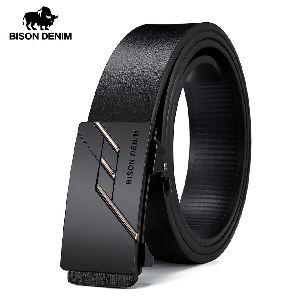 BISON DENIME Men Genuine Leather Belt Automatic Alloy Buckle Belt Classic Fashion Luxury Cow Genuine Leather Belt for Men N71581 - Bonnie Lassio