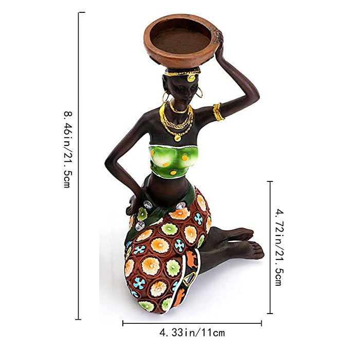 Tea Light Candle Holders African Women 8.5" Decorative  Candleholders - Bonnie Lassio