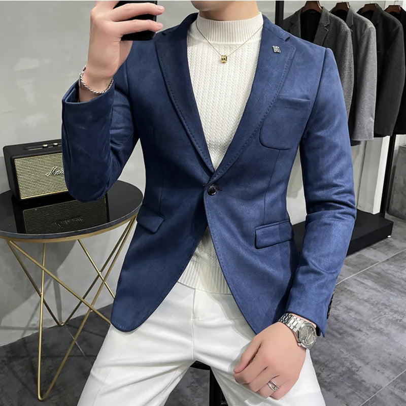 Deerskin Jacket Suit Men Casual Slim Blazer Suit Jacket Men - Bonnie Lassio