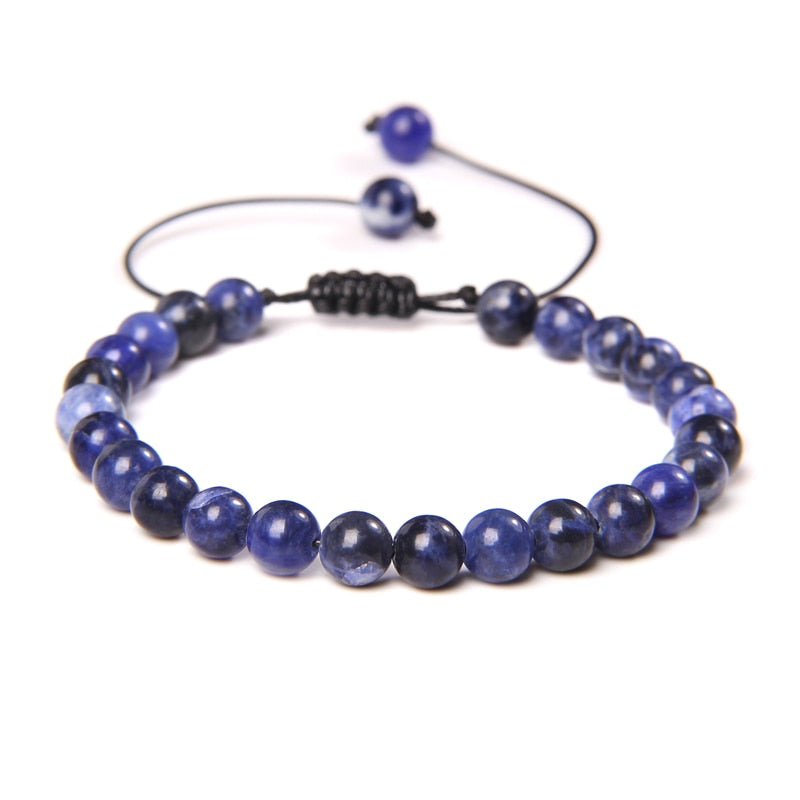 Natural Stone Amethysts 6MM Bead Bracelets For Women Men Braided Bracelet Lapis Lazuli Blue Purple Agates Meditation jewelry - Bonnie Lassio