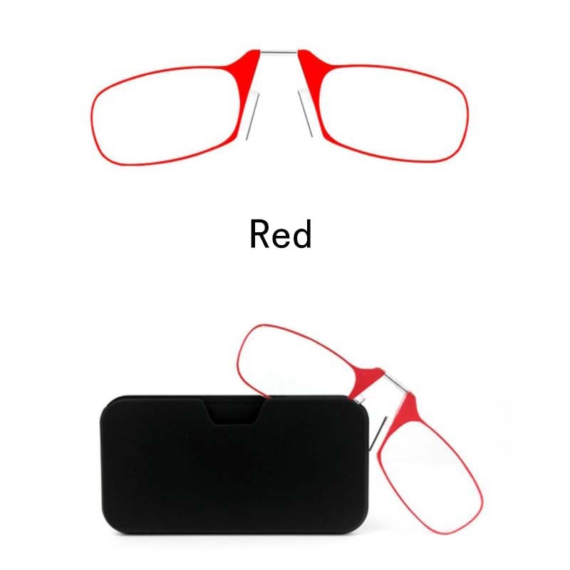 Legless Clamp nose  reading glasses for both men and women portable sticky phone to send ultra-thin glasses case +2.00 +2.50 - Bonnie Lassio