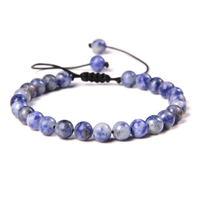 Natural Stone Amethysts 6MM Bead Bracelets For Women Men Braided Bracelet Lapis Lazuli Blue Purple Agates Meditation jewelry - Bonnie Lassio