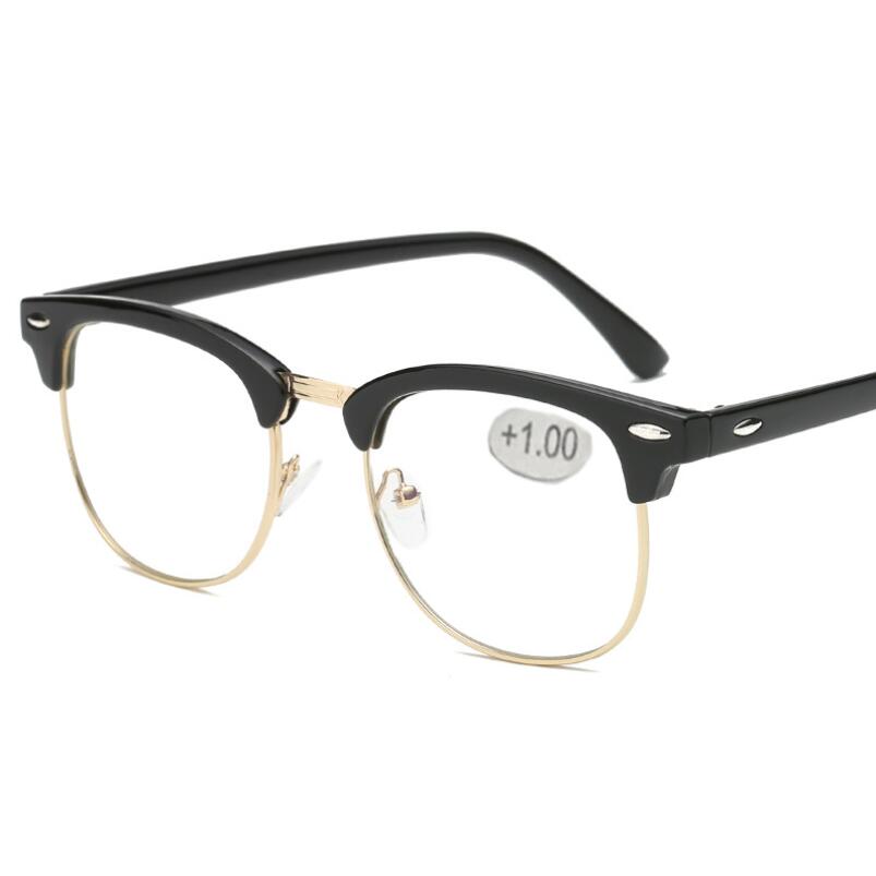 Metal Half Frame Reading Glasses Presbyopic Eyewear Male Female Far sight Glasses with strength +0.5 +0.75 +1.0 +1.25 To +4.0 - Bonnie Lassio