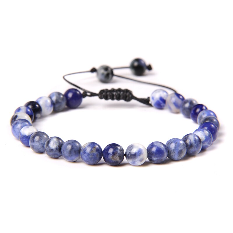 Natural Stone Amethysts 6MM Bead Bracelets For Women Men Braided Bracelet Lapis Lazuli Blue Purple Agates Meditation jewelry - Bonnie Lassio