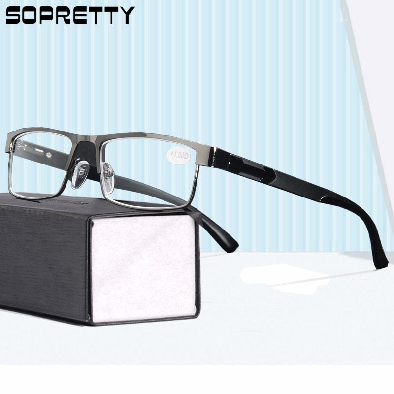 High Quality Titanium Alloy Reading Glasses for Men with Number ,Women's 12 Layer Coated Folding Eyeglasses Book (Black,Gun) - Bonnie Lassio