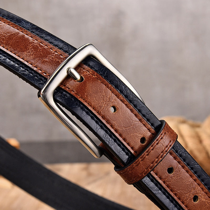 New Men&#39;s Belt Fashion Casual Strap Male Jeans Designer Trouser Belts Pu Genuine Leather Luxury Brand Pin Buckle - Bonnie Lassio