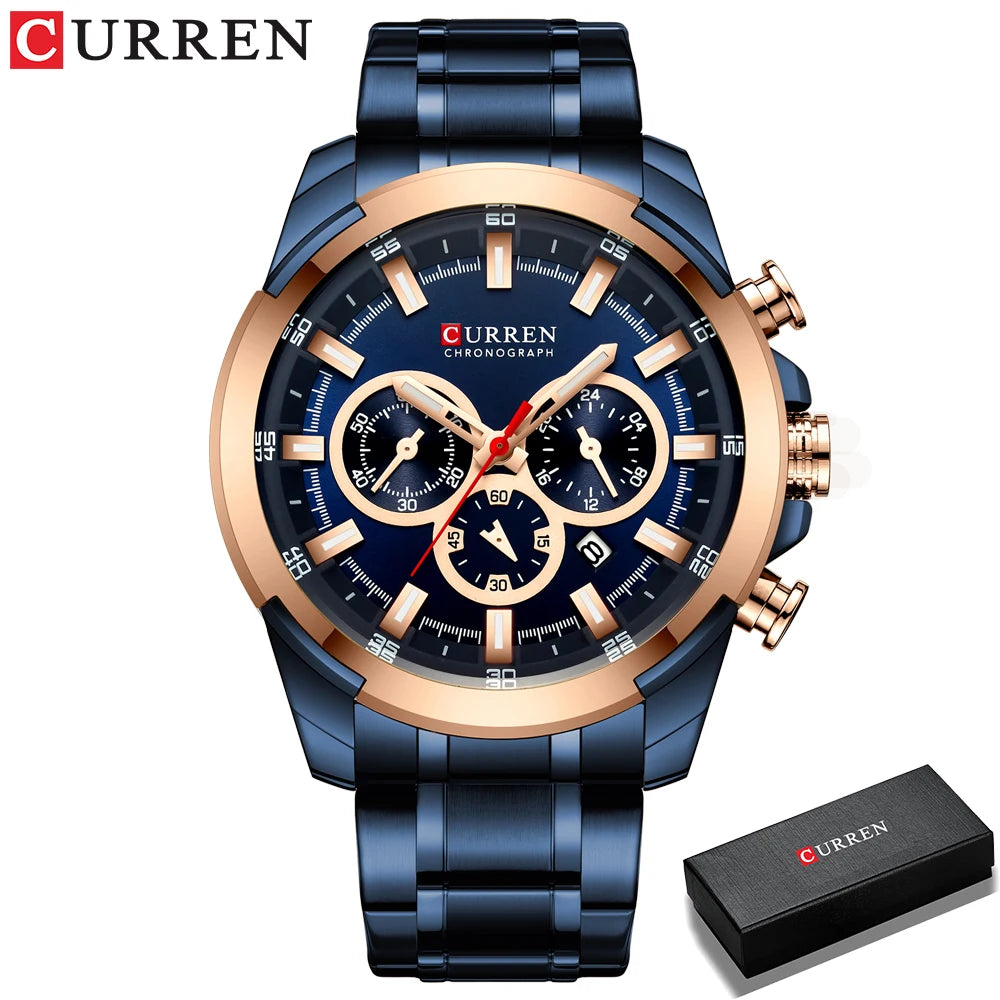 CURREN Men’s Watches Top Brand Big Sport Watch Luxury Steel - Bonnie Lassio