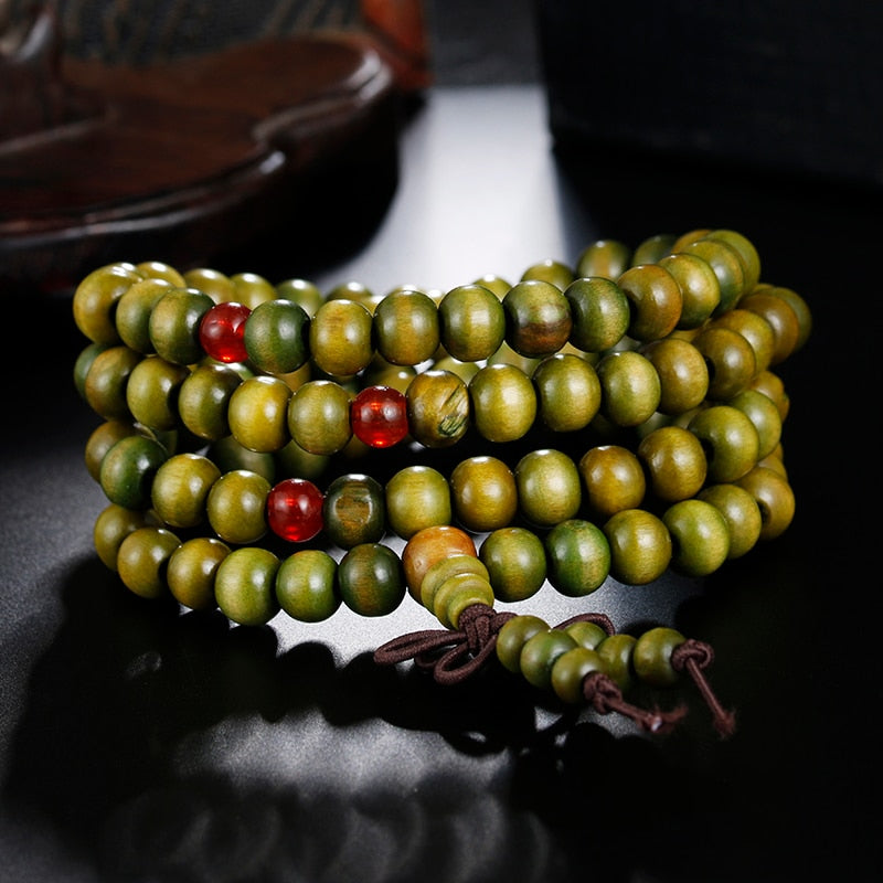 Natural Sandalwood Meditation Prayer Bead Bracelet 108 Beads - Bonnie Lassio