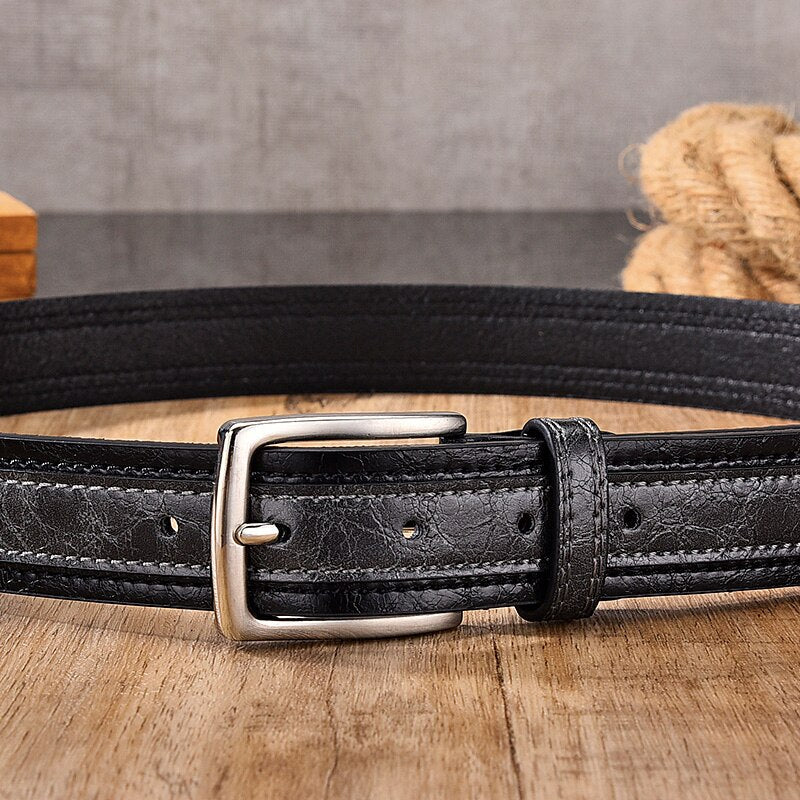 New Men&#39;s Belt Fashion Casual Strap Male Jeans Designer Trouser Belts Pu Genuine Leather Luxury Brand Pin Buckle - Bonnie Lassio