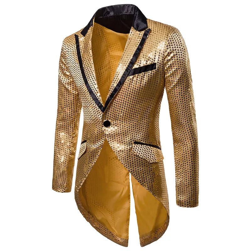 Shiny Jacket Gold Sequin Glitter Bling Blazer Party Coat - Bonnie Lassio