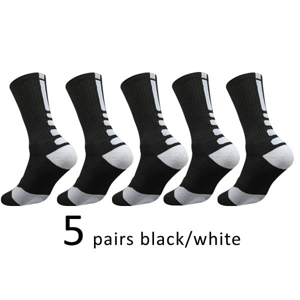 5 Pairs/Lot Professional Cycling Socks Mens Thicker Stocking Sweat-Absorbent Basketball Outdoor Sports Football Skateboard Socks - Bonnie Lassio