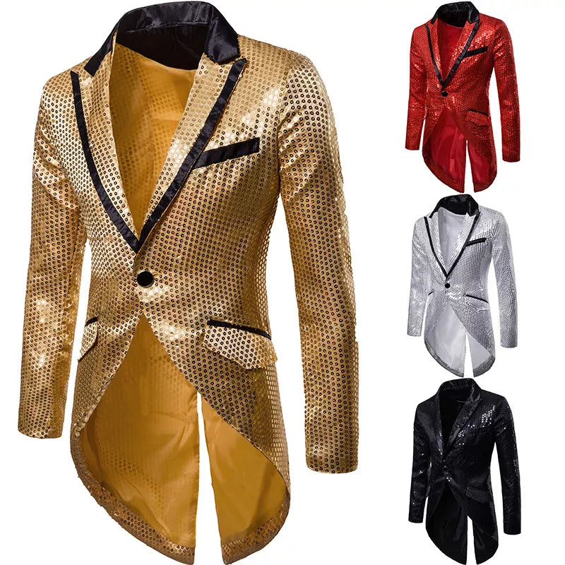 Shiny Jacket Gold Sequin Glitter Bling Blazer Party Coat - Bonnie Lassio