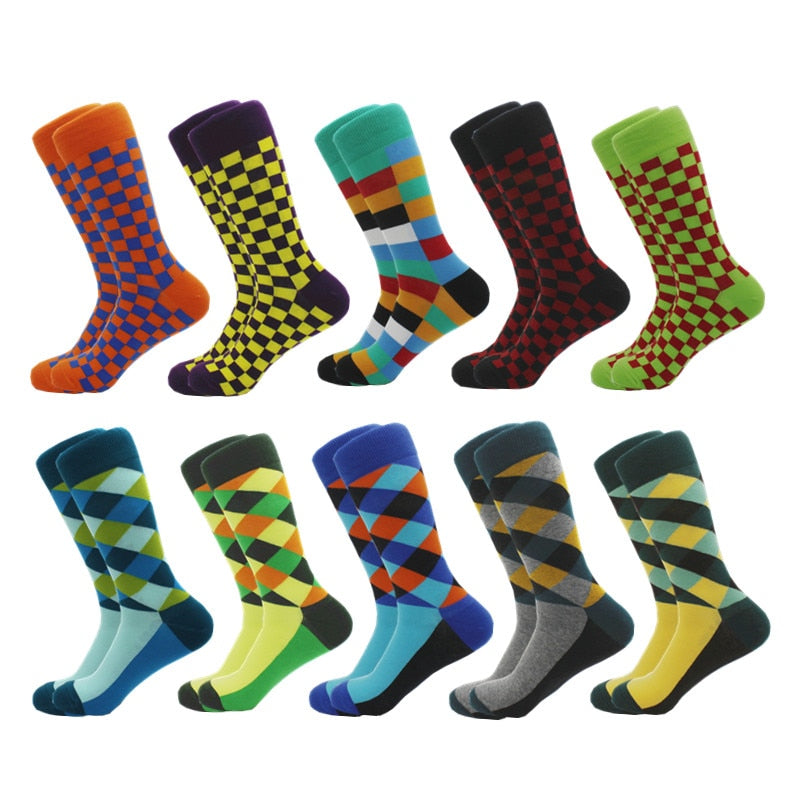 Classic Hot Sale Men Socks Funny Casual Business Dress Crew High Quality Socks Color Compression Happy Cotton Socks for Men - Bonnie Lassio