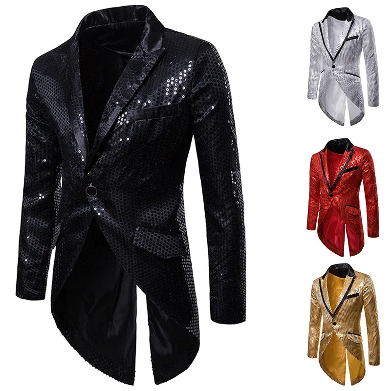 Shiny Jacket Gold Sequin Glitter Bling Blazer Party Coat - Bonnie Lassio