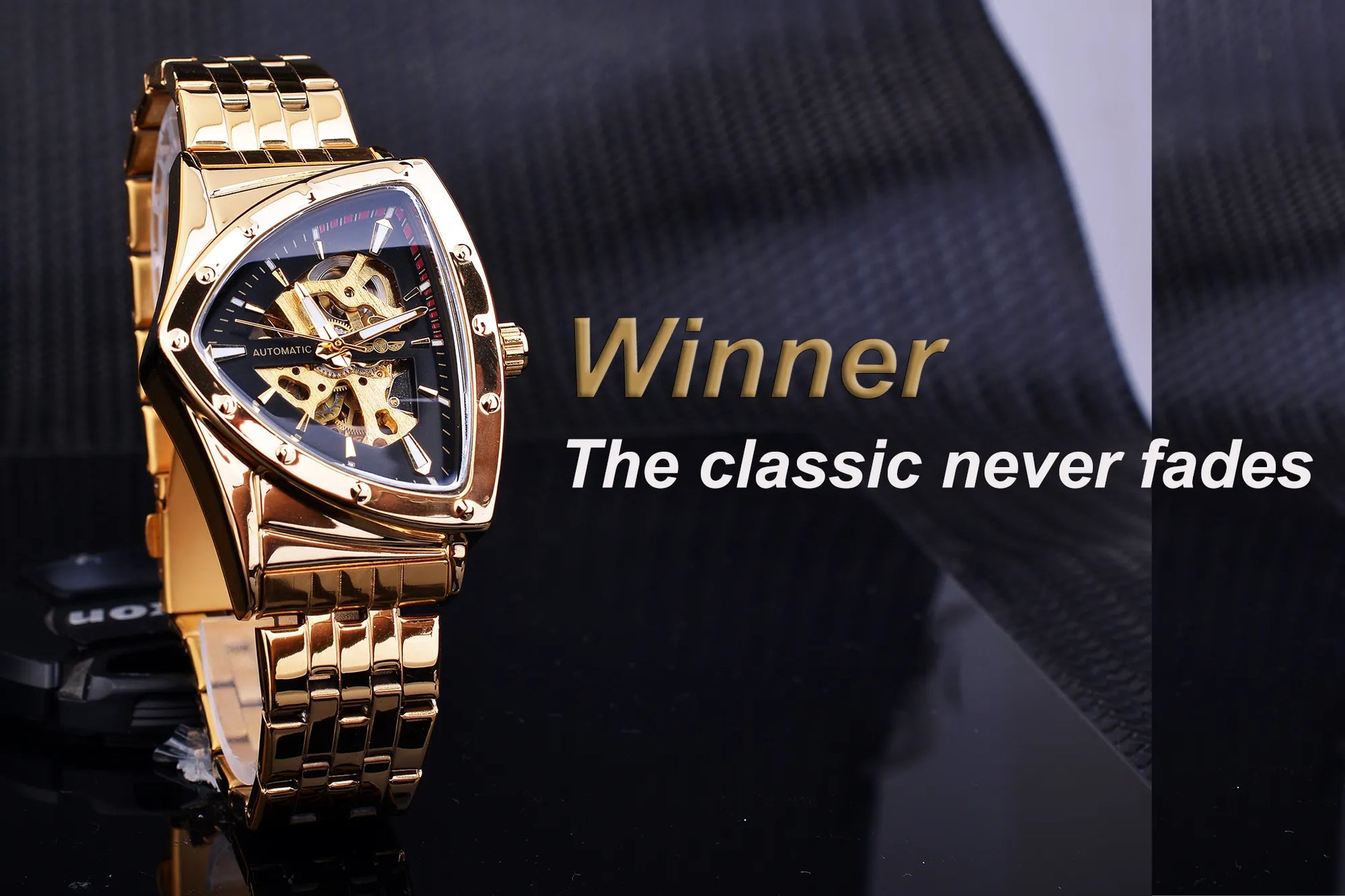 Winner Steampunk Swiss Design Mens Double Side Skeleton Transparent Golden Stainless Steel Mens Automatic Mechanical Male Watch - Bonnie Lassio