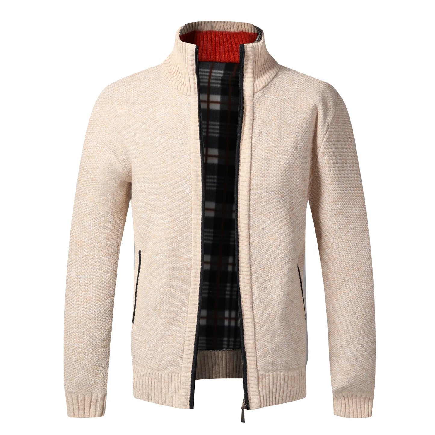 Mens Fleece Jacket Slim Fit Thick Material Mandarin Collar - Bonnie Lassio