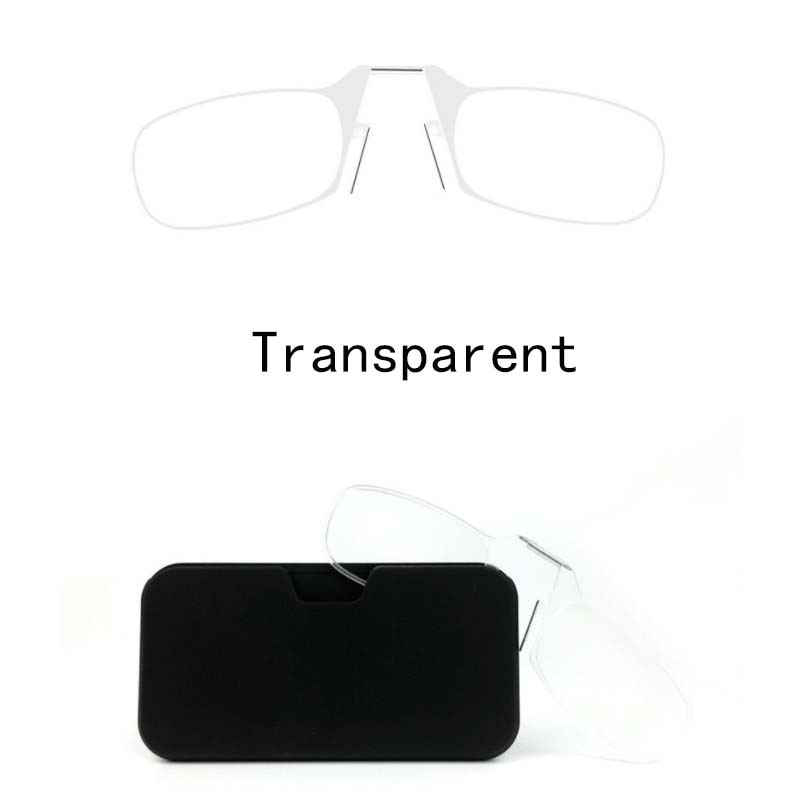 Legless Clamp nose  reading glasses for both men and women portable sticky phone to send ultra-thin glasses case +2.00 +2.50 - Bonnie Lassio