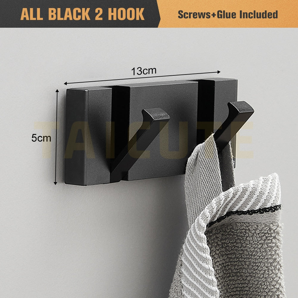 Folding Towel Hanger Wall Hooks Coat Clothes Holder for Bathroom Kitchen Bedroom Hallway, Black Gold - Bonnie Lassio