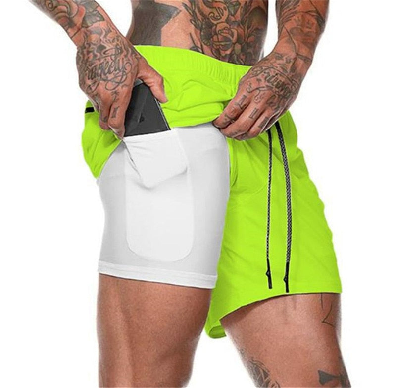 Joggers Shorts Men 2 in 1 sport shorts Gyms Fitness Bodybuilding Workout Quick Dry Beach Shorts Male Summer Running shorts men - Bonnie Lassio