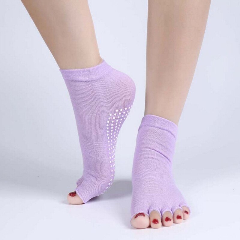 Half Open Toe Yoga Socks Non-Slip Pilates Five Fingers - Bonnie Lassio
