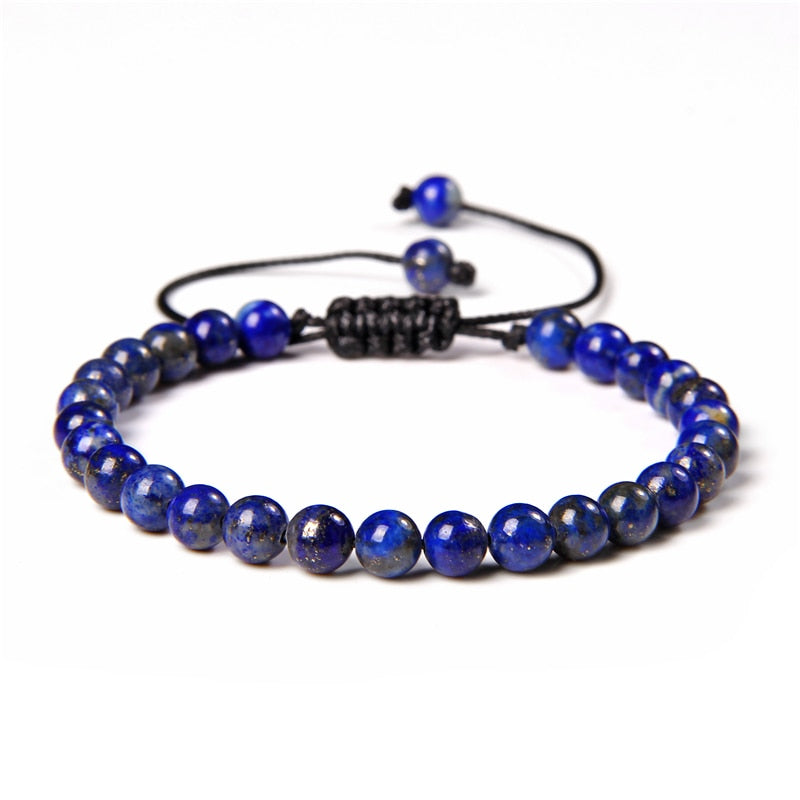 Natural Stone Amethysts 6MM Bead Bracelets For Women Men Braided Bracelet Lapis Lazuli Blue Purple Agates Meditation jewelry - Bonnie Lassio