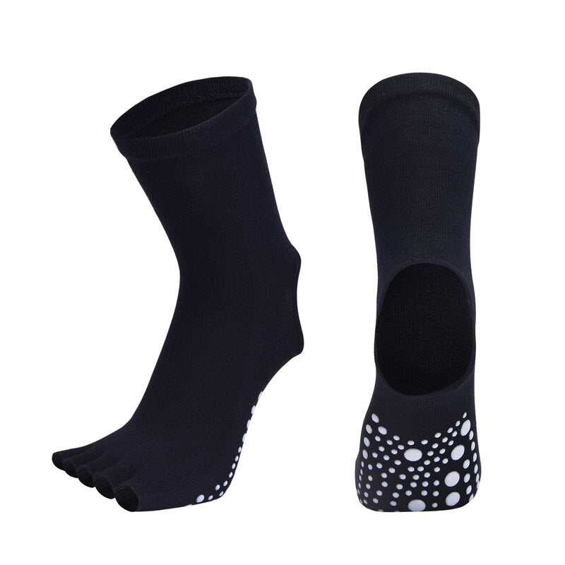 Hot Sale Women Anti-slip Yoga Socks Fingers Fitness Pilates  Socks Gym Five Toe Sport Socks Cotton Colourful Elastic Winter - Bonnie Lassio