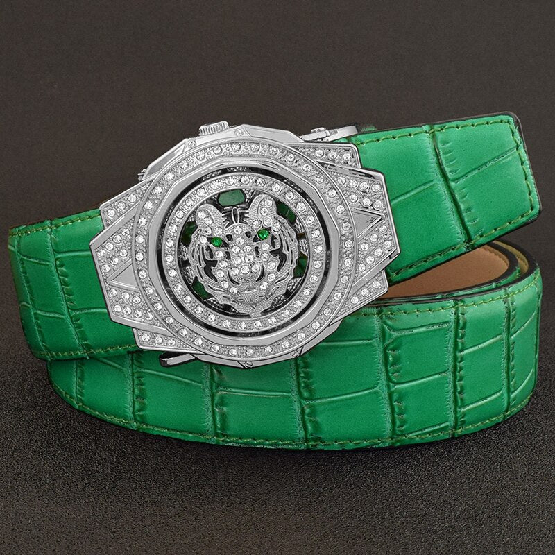 New Rotating Round Buckle Tiger Belt Fashion Jade Luxury Brand Belt Men&#39;s Leather Designer High Quality Ceinture Homme - Bonnie Lassio