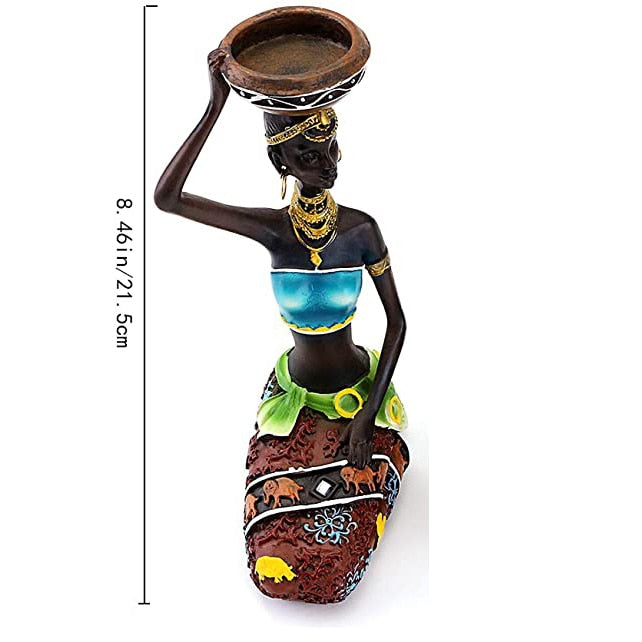 Tea Light Candle Holders African Women 8.5" Decorative  Candleholders - Bonnie Lassio