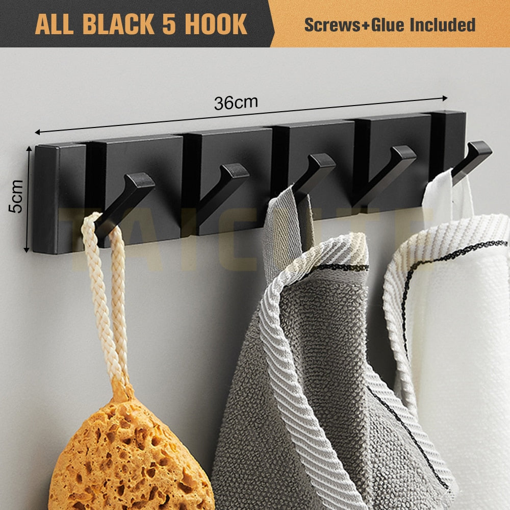 Folding Towel Hanger Wall Hooks Coat Clothes Holder for Bathroom Kitchen Bedroom Hallway, Black Gold - Bonnie Lassio