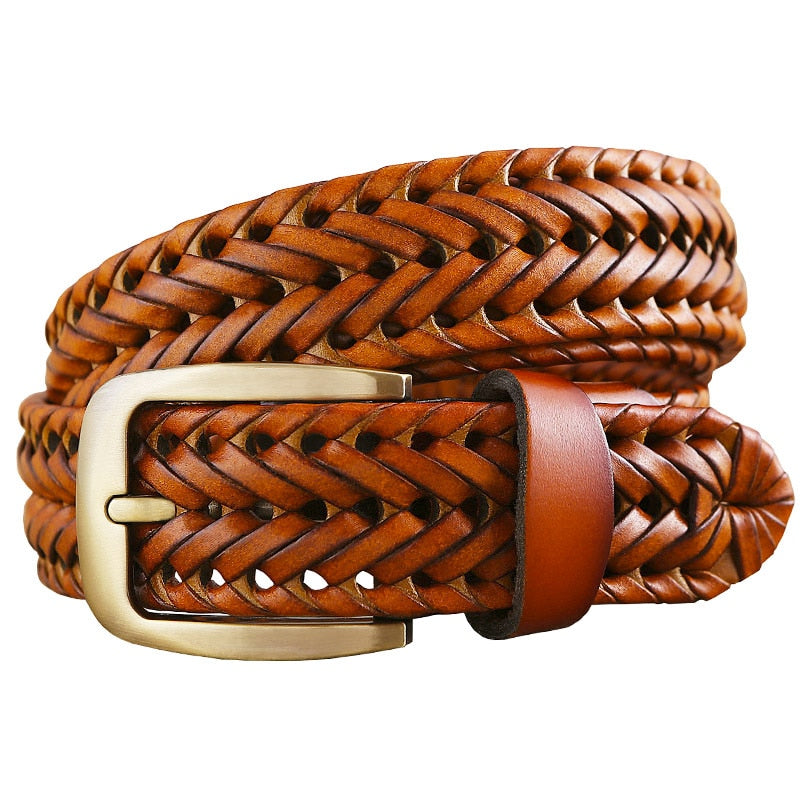 Luxury Genuine braided belt man Fashion men belts Quality cow skin with faux leather. - Bonnie Lassio