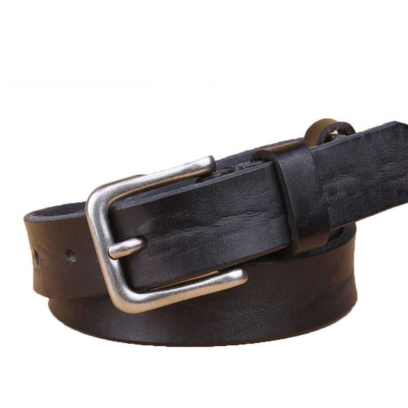 MaiKun Thin Belts for Women Unisex Genuine Leather Belt Female Metal Pin Buckle Belt - Bonnie Lassio