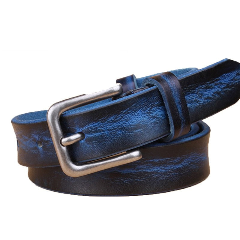 MaiKun Thin Belts for Women Unisex Genuine Leather Belt Female Metal Pin Buckle Belt - Bonnie Lassio