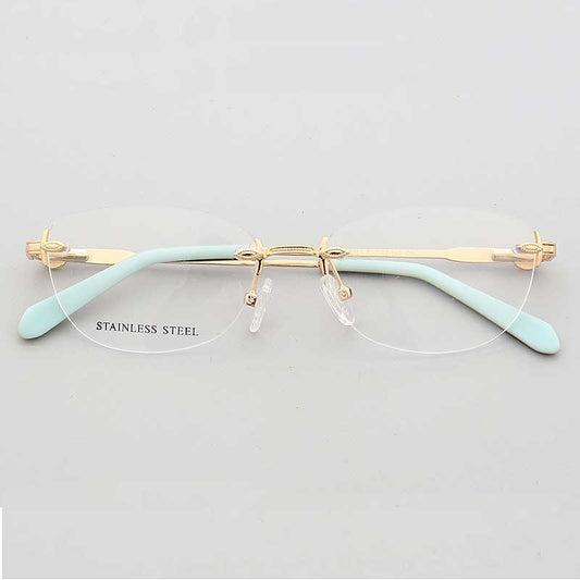 Women Rimless Eyeglass Frames for Women Metal Eyeglasses Frame Female Square Oval Fashion Stainless Steel Rx Eyewear Glasses - Bonnie Lassio